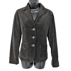 Y2K GAP Corduroy Blazer Jacket Women Size 6 Chocolate Brown Dark Academia Office